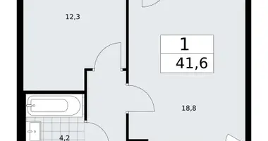 1 room apartment in Troitsk, Russia