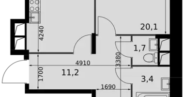 Apartamento 2 habitaciones en Razvilka, Rusia