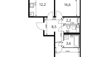 Apartamento 2 habitaciones en Nekrasovka District, Rusia