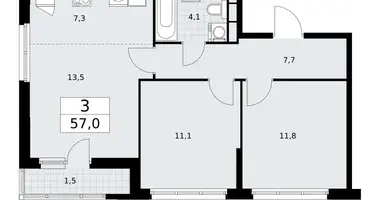 3 room apartment in Vnukovo, Russia