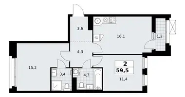 2 room apartment in Kommunarka, Russia