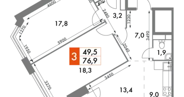 Mieszkanie 3 pokoi w Konkovo District, Rosja