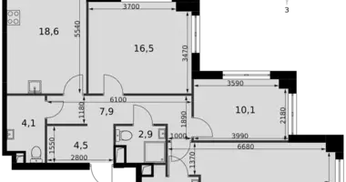 Apartamento 3 habitaciones en North-Western Administrative Okrug, Rusia