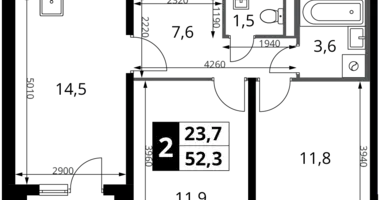 Apartamento 2 habitaciones en Potapovo, Rusia