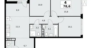 Apartamento 4 habitaciones en Moscú, Rusia