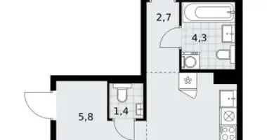 2 room apartment in Troitsk, Russia