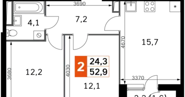 Appartement 2 chambres dans Moscou, Fédération de Russie