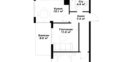 Квартира 2 комнаты в Ташкент, Узбекистан