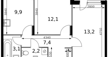 Wohnung 2 zimmer in Sapronovo, Russland