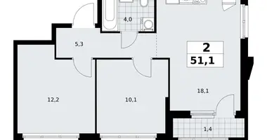 2 room apartment in Troitsk, Russia