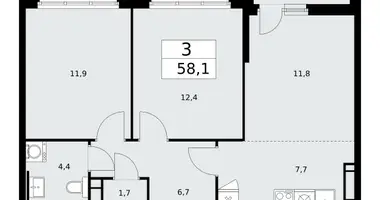 Wohnung 3 Zimmer in Moskau, Russland