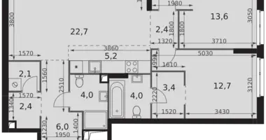 Apartamento 3 habitaciones en North-Western Administrative Okrug, Rusia