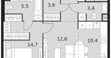 Apartamento 2 habitaciones en North-Western Administrative Okrug, Rusia