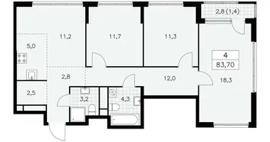 Apartamento 4 habitaciones en South-Western Administrative Okrug, Rusia