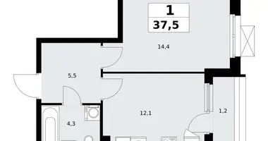 1 room apartment in Kommunarka, Russia