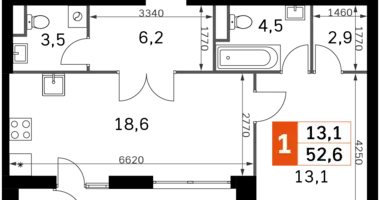 Apartamento 2 habitaciones en Moscú, Rusia