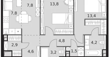 Appartement 3 chambres dans North-Western Administrative Okrug, Fédération de Russie