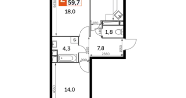 Apartamento 2 habitaciones en Veshki, Rusia