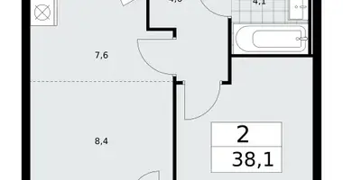 Apartamento 2 habitaciones en Moscú, Rusia