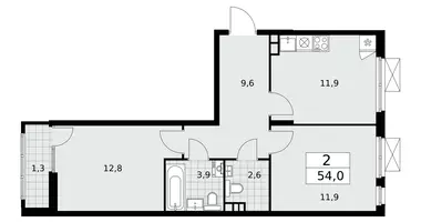 Apartamento 2 habitaciones en poselenie Desenovskoe, Rusia