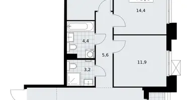 3 room apartment in Troitsk, Russia