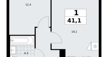 1 room apartment in Kommunarka, Russia