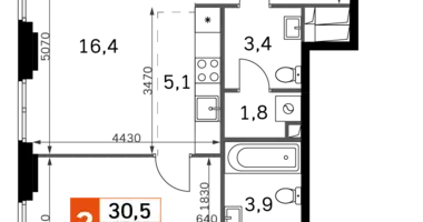 Apartamento 2 habitaciones en North-Western Administrative Okrug, Rusia