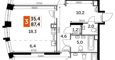 Wohnung 3 Zimmer in Nordwestlicher Verwaltungsbezirk, Russland