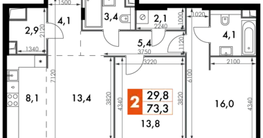 Mieszkanie 3 pokoi w North-Western Administrative Okrug, Rosja