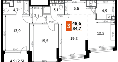 Квартира 3 комнаты в Москва, Россия