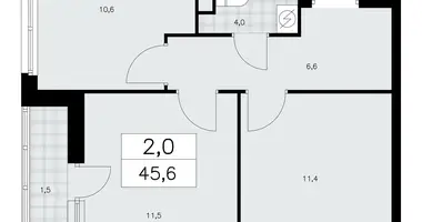 Apartamento 2 habitaciones en Moscú, Rusia