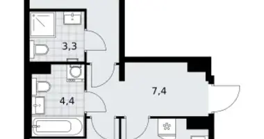 Mieszkanie 2 pokoi w Troick, Rosja