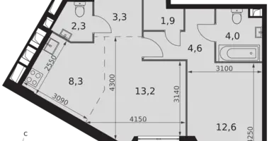 Apartamento 2 habitaciones en Konkovo District, Rusia