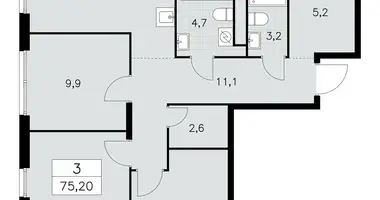 Apartamento 3 habitaciones en South-Western Administrative Okrug, Rusia