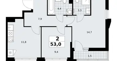 2 room apartment in Troitsk, Russia