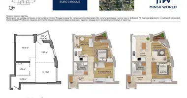 Apartamento 3 habitaciones en Minsk, Bielorrusia