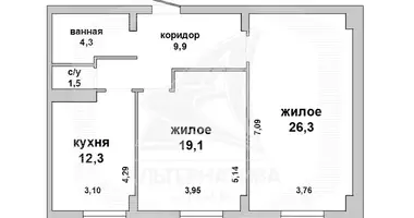 Apartamento 2 habitaciones en Pruzhany, Bielorrusia