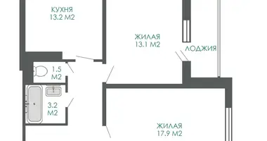 2 room apartment in Minsk, Belarus