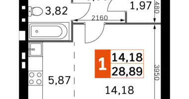 Appartement 1 chambre dans Odincovskiy gorodskoy okrug, Fédération de Russie