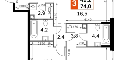 Apartamento 3 habitaciones en North-Western Administrative Okrug, Rusia