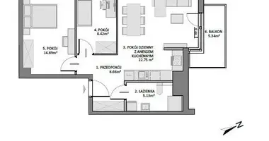 Apartamento 3 habitaciones en Danzig, Polonia