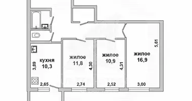 Wohnung 3 Zimmer in Telminski sielski Saviet, Weißrussland