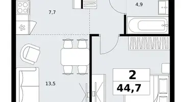 2 room apartment in Kommunarka, Russia