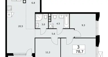 Apartamento 3 habitaciones en poselenie Sosenskoe, Rusia