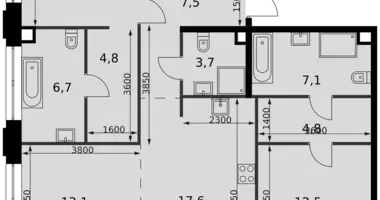 Apartamento 3 habitaciones en North-Western Administrative Okrug, Rusia