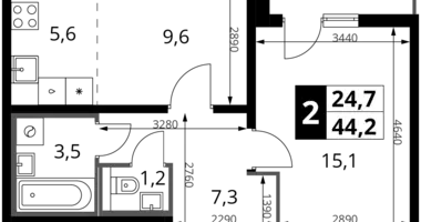Mieszkanie 2 pokoi w Leninsky District, Rosja