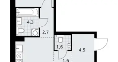 Apartamento 2 habitaciones en Troitsk, Rusia