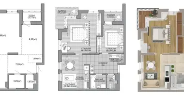 Apartamento 3 habitaciones en Minsk, Bielorrusia