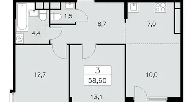 Wohnung 3 zimmer in Südwestlicher Verwaltungsbezirk, Russland