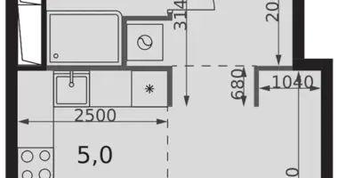 1 room studio apartment in Moscow, Russia